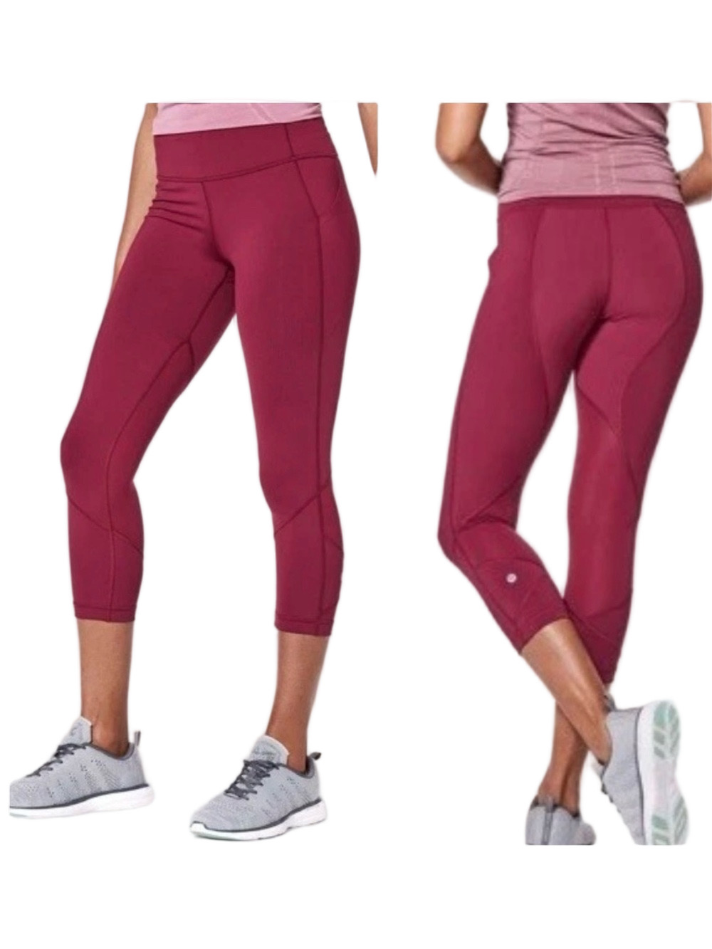 ⛽️Lululemon crop ruby wine red running leggings size 4 GUC